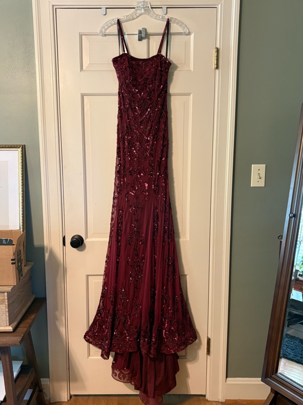 Sherri Hill Wine Red Burgundy Gown